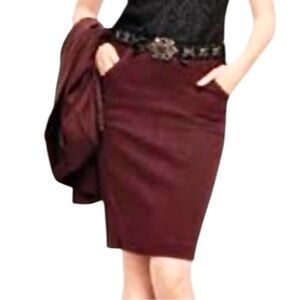 Cabi Boss Pencil Skirt NWT Size 6 Zipper Details Burgundy Brown Career Office